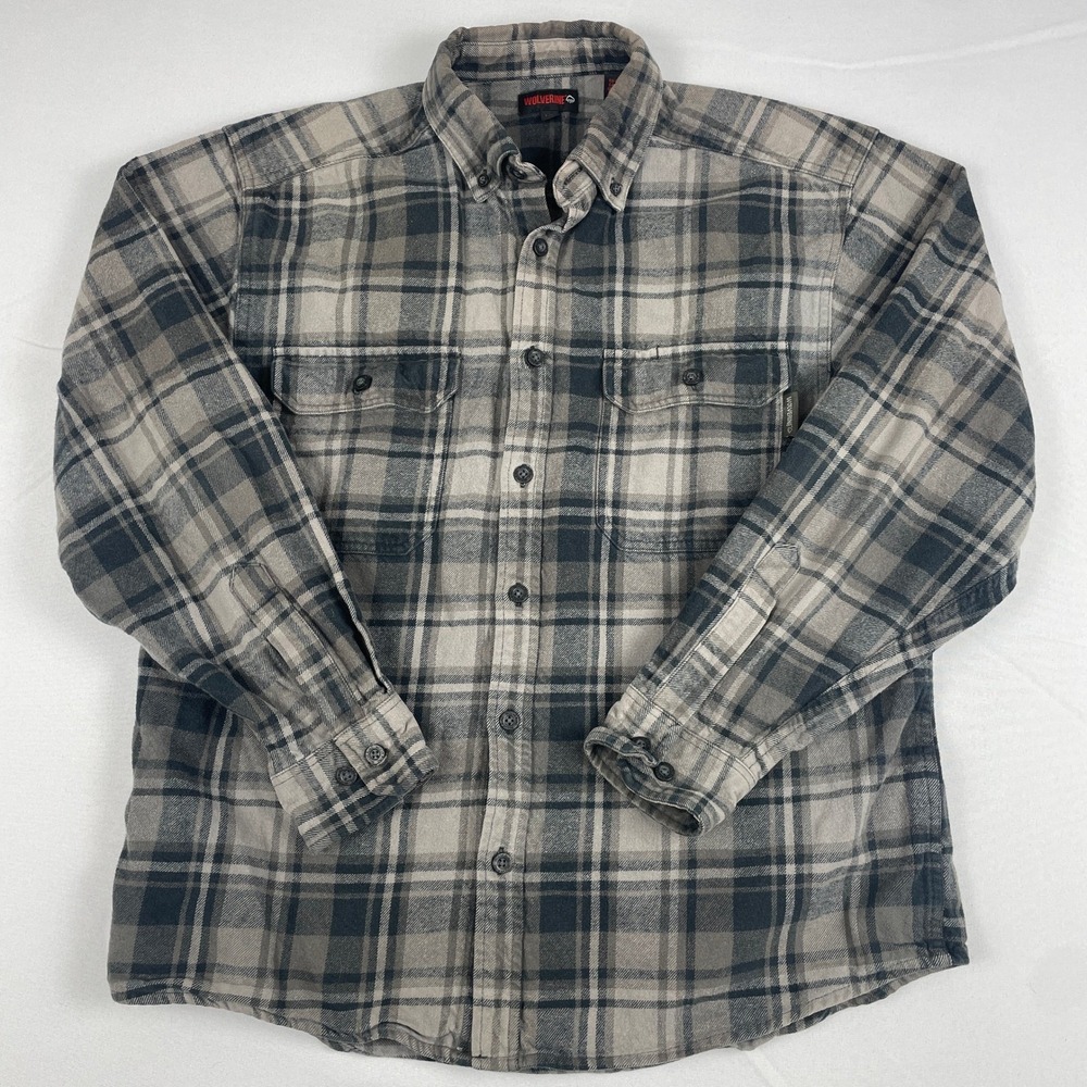 Wolverine Chamois Flannel Shirt Mens Large Heavyweight Plaid Workwear